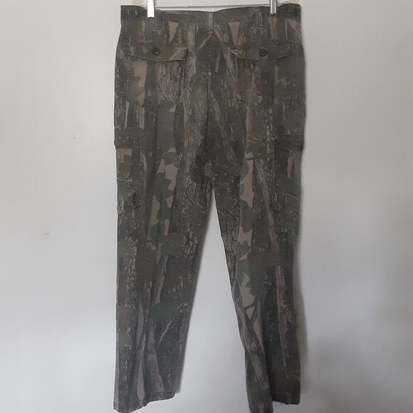 Vintage Walls Mens Outdoor Camo Cargo Pants Size 36x30 Made In USA Double Knee - Picture 7 of 12
